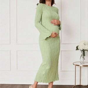Elegant Green Maternity Dress